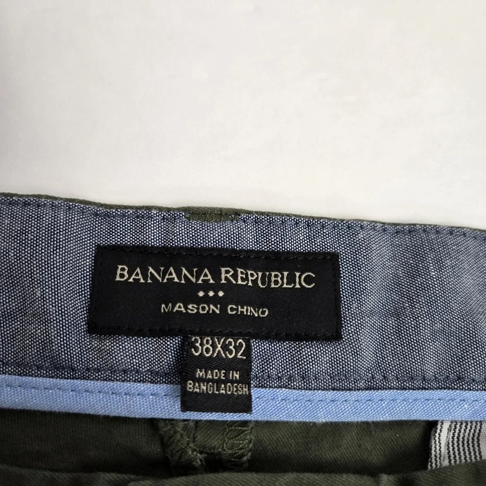 Banana Republic Mens Olive Green Straight Mason Chino‎ Pants Size 38X32 cotton